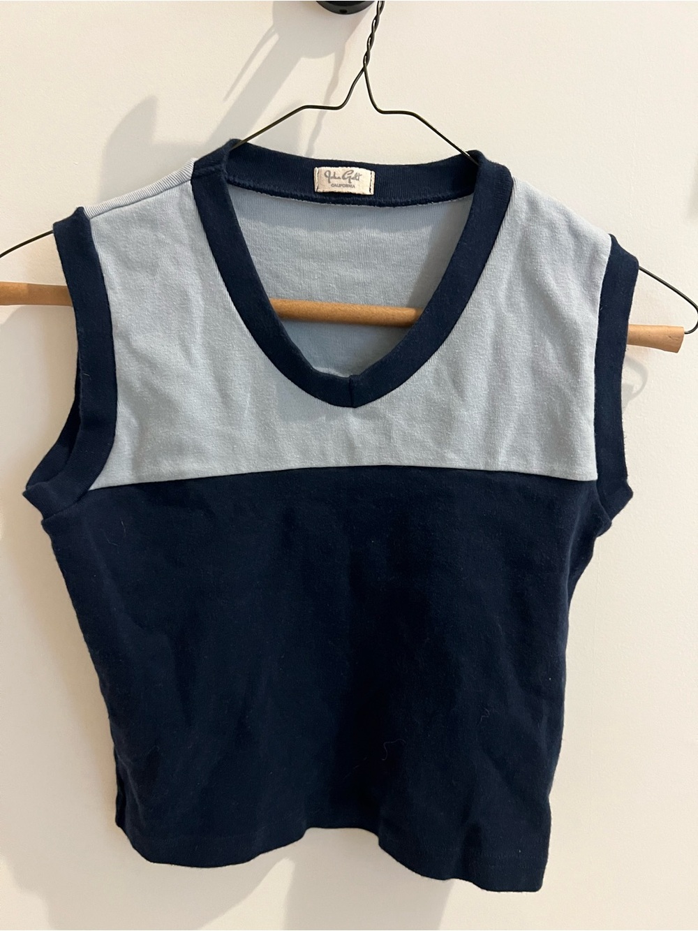 Brandy Melville (John Galt) Julia Tank Top – Light Blue & Navy Color Block (OS)